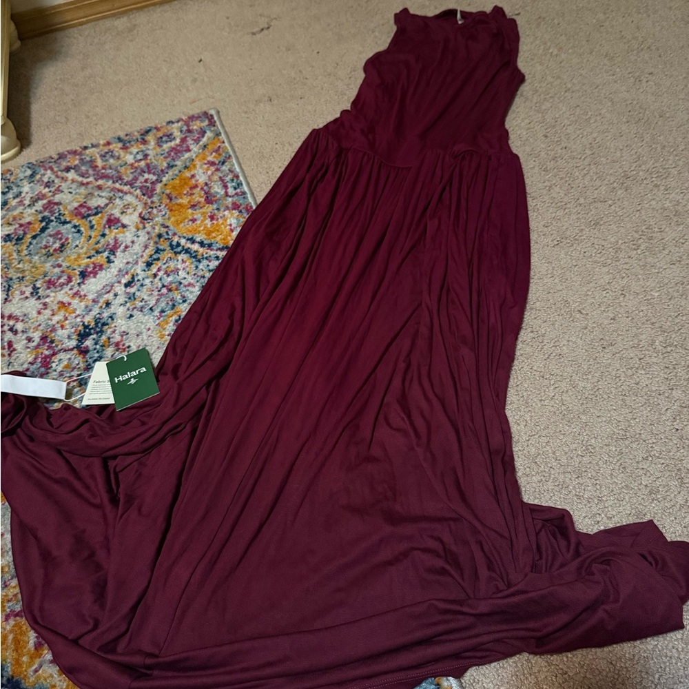 HALARA Red Halter Maxi Gown for Weddings